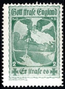 1914 German WW I Propaganda Poster Stamp God Punish England! He Punishes It