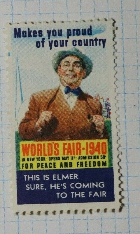 Worlds Fair 1940 Peace & Freedom Elmer Sure Exposition Poster Stamp Ads