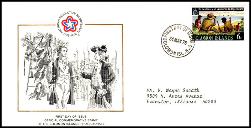 Solomon Islands 333 US Bicentennial Typed FDC