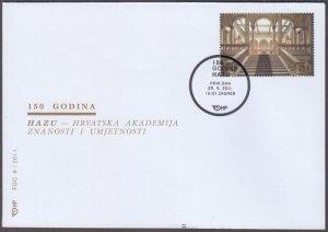 CROATIA Sc # 801 FDC - 150th ANN of the CROATIAN ACADEMY of SCIENCES and ARTS
