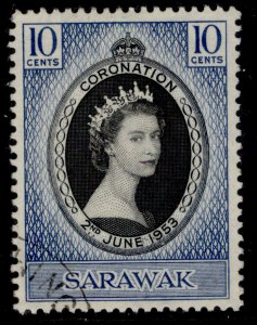 SARAWAK QEII SG187, 10c black & deep violet-blue, VERY FINE USED.