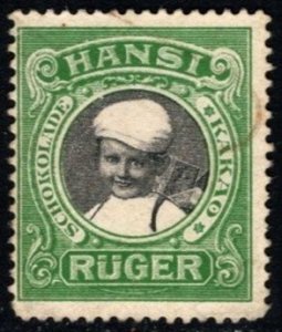 Vintage Germany Poster Stamp Rüger Hansi Chocolate Cocoa