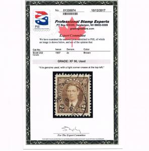 GENUINE CANADA SCOTT #232 USED PSE CERT XF-90 1937 KING GEORGE VI - ESTATE SALE