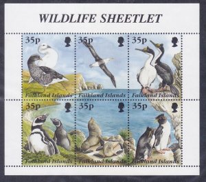 Falkland Islands 643 MNH 1995 Geese, Albatross, Seals & Penguins Mini Sheet of 6