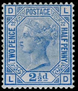 SG157, 2½d blue PLATE 22, LH MINT. Cat £425. LD