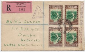 Norton, Southern Rhodesia to Omaha, NE 1941 Rhodesian censor Ty IC (C5590)