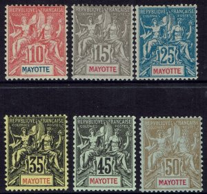 FRENCH MAYOTTE 1900 PEACE AND COMMERCE SET NEW COLOURS