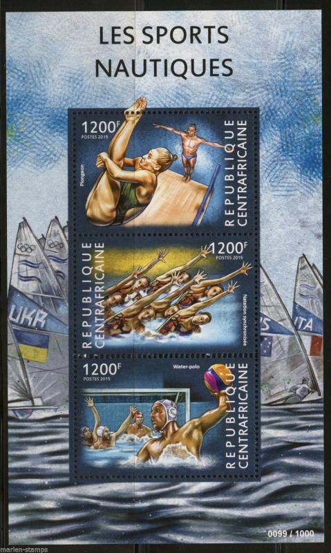 CENTRAL AFRICA 2015 WATER SPORTS  SHEET MINT NH