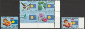 US Palau Joint Issue of 1995 US 2999 Palau 377-78 1st Anniv. of Independence MNH