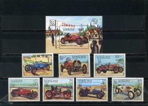 LAOS 1984 Sc#561-568 CLASSIC SPORT CARS SET OF 7 STAMPS & S/S MNH 