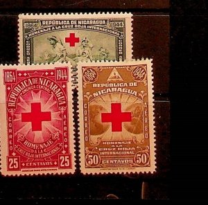 NICARAGUA Sc C263-5 NH ISSUE OF 1944 - RED CROSS