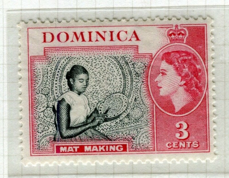 DOMINICA; 1954 early QEII issue fine Mint hinged 3c. value