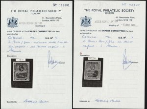 ASCENSION : 1922 KGV Pictorial set SPECIMEN. 6 with CERTIFICATE.