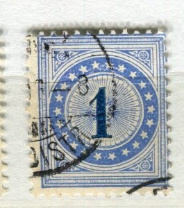 SWITZERLAND; 1878-80 early classic Postage Due issue used Shade of 1c. value