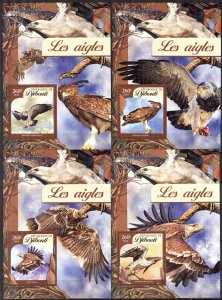 Djibouti 2016 Birds Eagles 4 S/S Deluxe MNH