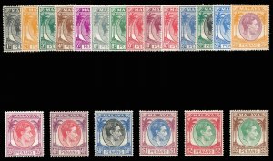 Malaya - Penang 1949 KGVI complete set of twenty MLH. SG 3-22. Sc 3-22.