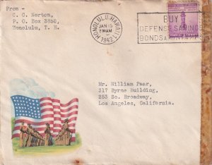 1942 Honolulu, HI to Los Angeles, CA; with letter, Solo 3c ... (C5890)