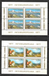 ROMANIA Sc 2724-5 NH MINISHEETS of 1977 - INTER-EUROPEAN COOPERATION