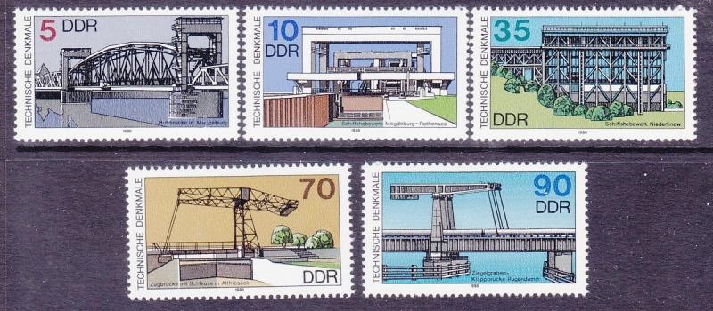 Germany DDR 2707-11 MNH 1988 Ship Lifts and Bridges Full Set Very Fine