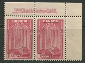 Canada - Scott 241 - Definitive Issue - 1938 - MNH  - Corner Pair of 10c stamp