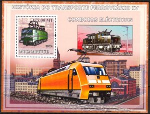 Mozambique 2009 History of Railways Trains Locomotives (4) S/S MNH