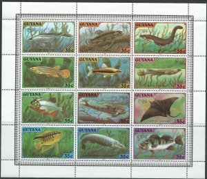 Guyana #317-b,c,d,e,f,g,h,i,  $0.35  Fish (MNH) CV $3.15