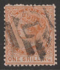 NIGERIA - LAGOS 1874 QV 1/- value 16½mm long, wmk crown CC, perf 12½.