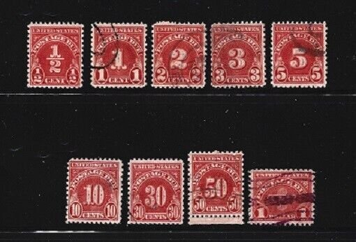 US Stamp-Scott # J79-J87/D3-Set-Canc/LH-NG-1931-56-Postage Due-Perf. 11 x 10 1/2