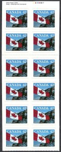 Canada #1388a 42¢ Flag over Mountains (1992). Pane of 12 stamps. MNH