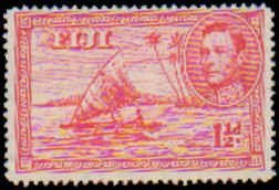 Fiji #132b Hinged Complete Set, 1942, Hinged