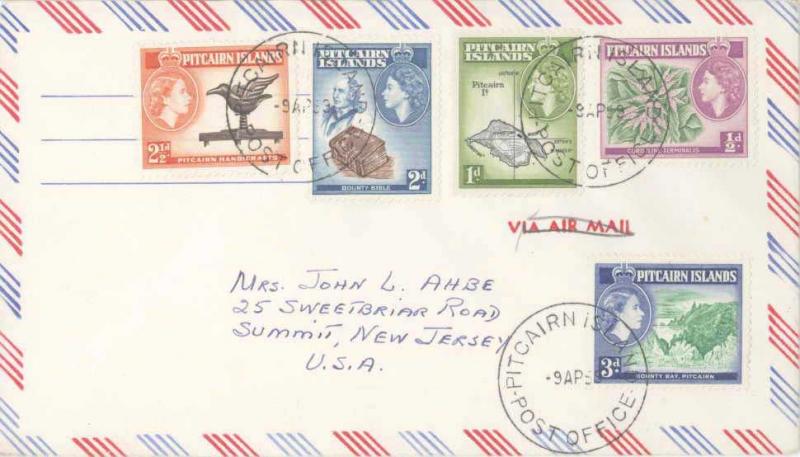 Pitcairn Island Official Free Mail 1959 Pitcairn Island, Post Office Airmail ...