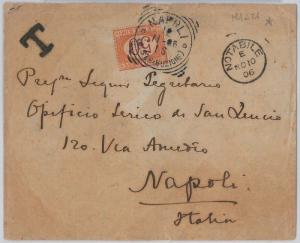 52357  -  MALTA -  POSTAL HISTORY: COVER sent unfranked to ITALY: TAXED! 1906