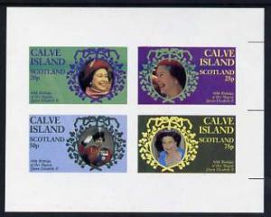 Calve Island 1986 Queen's 60th Birthday imperf sheetlet c...