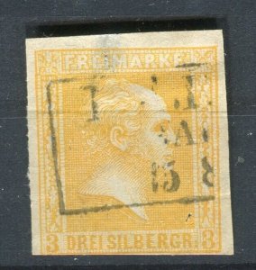 GERMANY PRUSSIA; 1858 classic Friedrich Imperf issue used 3sgr. value Postmark