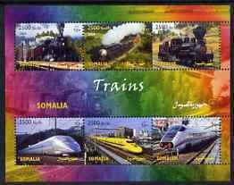 SOMALIA - 2004 - Trains - Perf 6v Sheet - MNH - Private Issue