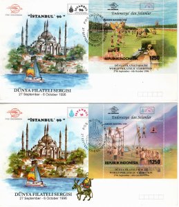 Indonesia 1996 Sc 1662I-J souvenir sheets FDC-1