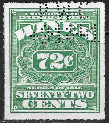 USA RE75, 72c Wines Revenue, used, perfin, VF