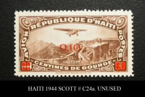 RARE HAITI 1944 STAMP SCOTT # C24a. UNUSED OVERPRINTED.