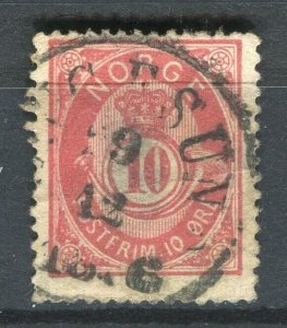 NORWAY; 1877-86 early classic 'ore' type used Shade of 10ore. + fair Postmark