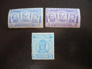 Stamps - Paraguay - Scott# 474, 481, 482 - Mint Hinged Partial Set of 3 Stamps