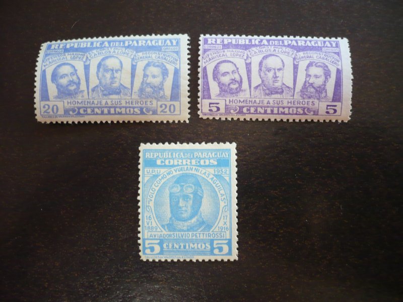 Stamps - Paraguay - Scott# 474, 481, 482 - Mint Hinged Partial Set of 3 Stamps