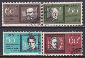 Poland 1963 Sc 1152-5 Famous Poles Stamp CTO