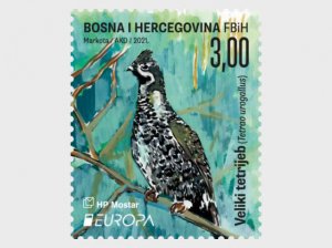 Stamps of Bosnia and Herzegovina Mostar 2021 - Europa 2021 - Big Grouse - Male,