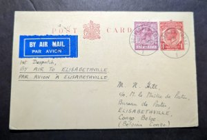 1932 England Airmail First Flight Cover FFC Postcard Cover Yorks to Congo