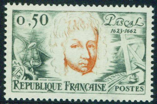 France Scott 1038 MNH** 1962 Blaise Pascal stamp