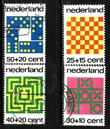 Netherlands-Sc#B497-500- id7-used set-semi-postal-Chessboard-1973-