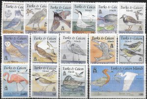 1995 Turk and Caicos Birds 15v. MNH SG n. 1328/42