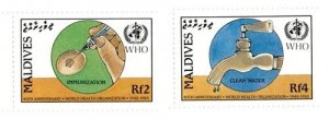 Maldives 1988 - World Health Org. - Set of 2 Stamps - Scott #1282-3 - MNH