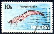 Pink Shrimp, World Fishery, Nigeria stamp SC#437 Used