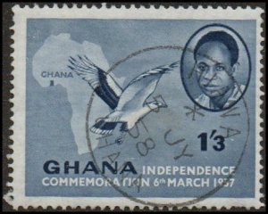 Ghana 4 - Cto - 1sh3p Palm Nut Vulture / Pres. Nkrumah (1957)